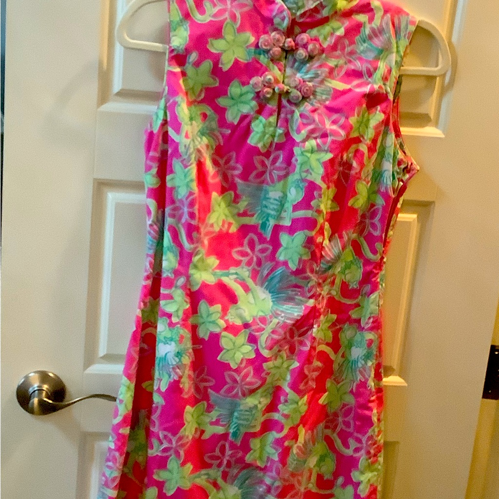 Vintage Lilly Pulitzer Kamona Sheath Rock A Hula Monkey Dress Green Pink 4